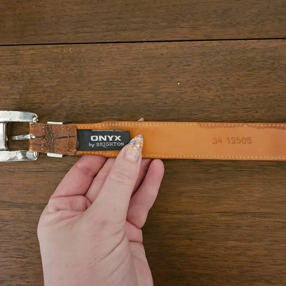 Brighton Alpine Croco Taper  Belt in Cognac Sz 34